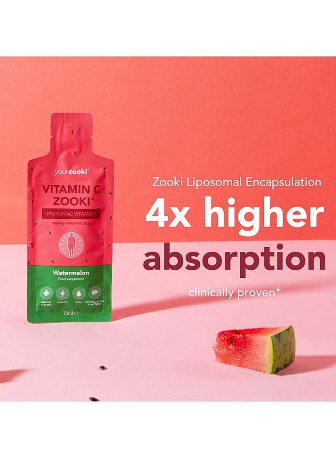 Zooki Liposomal Vitamin C 1000mg – Watermelon Flavor – High Absorption Liquid Sachets – Immune & Antioxidant Support – 14 Sachets - Image 5